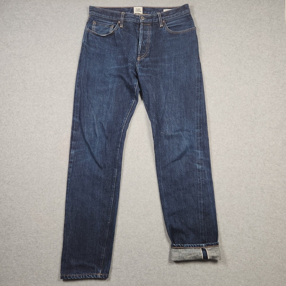 Flint and Tinder Jeans 32x34 Blue Selvedge Denim Tapered Indigo Made In USA